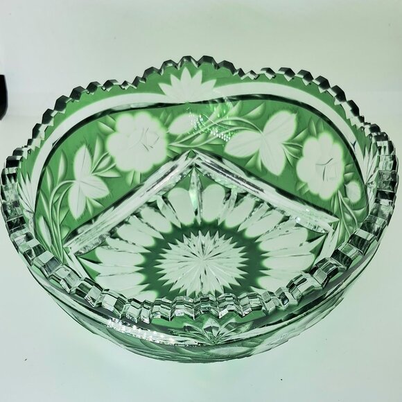 Other - Vintage Bohemian crystal glass bowl 6 inch diameter